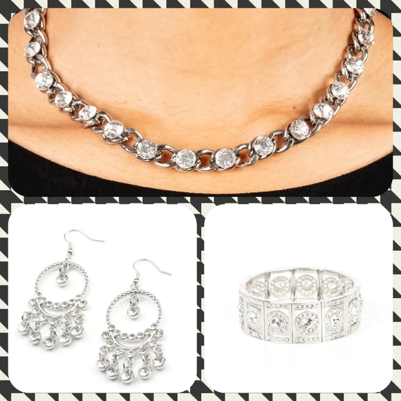 2/$10 Paparazzi Cosmic Chandeliers White Necklace - Picture 2 of 2